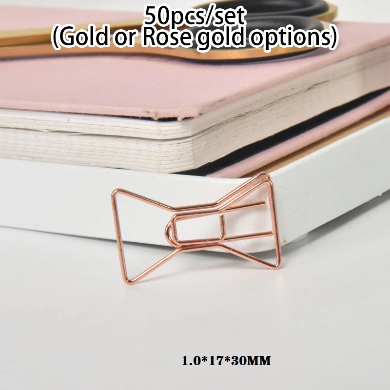 50Pcs/Set Mini Binder Clip Metal Paper Clips Hearts Bookmark Binding Note Decor Patchwork Clip Office Binding Supplies