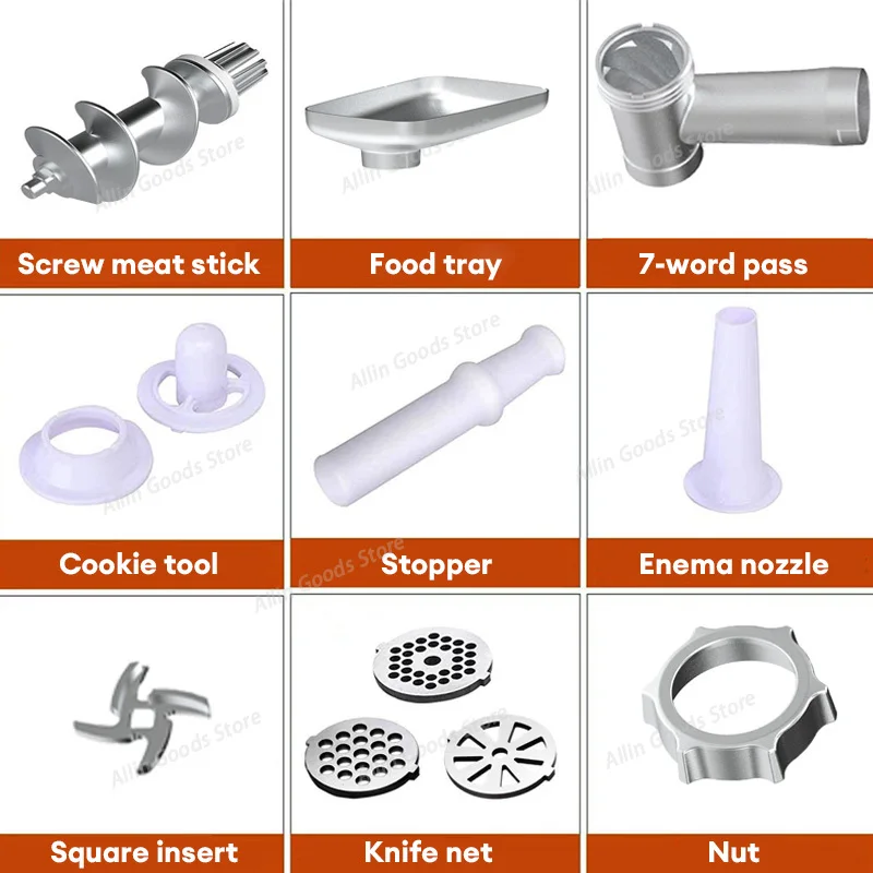 Heavy Duty Electric Meat Mincer With Sausage Filling Attachment Kitchen Tool For Household and Commercial Use