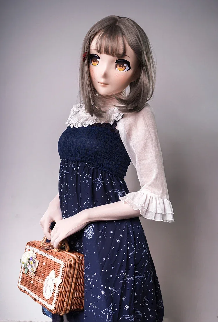 (LiLi Mask-73) Sweet Girl Resin Half Head Customize Cosplay Japanese Role Play Anime Silicone Kigurumi Mask Crossdresser Doll