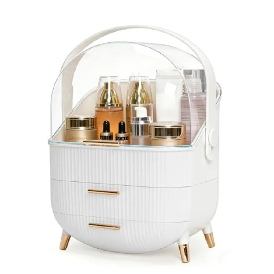 Makeup Organizer with Drawers Lid - Portable Large Cosmetic Storage Case for Vanity Countertop Travel Gift for Women Girls 11×7