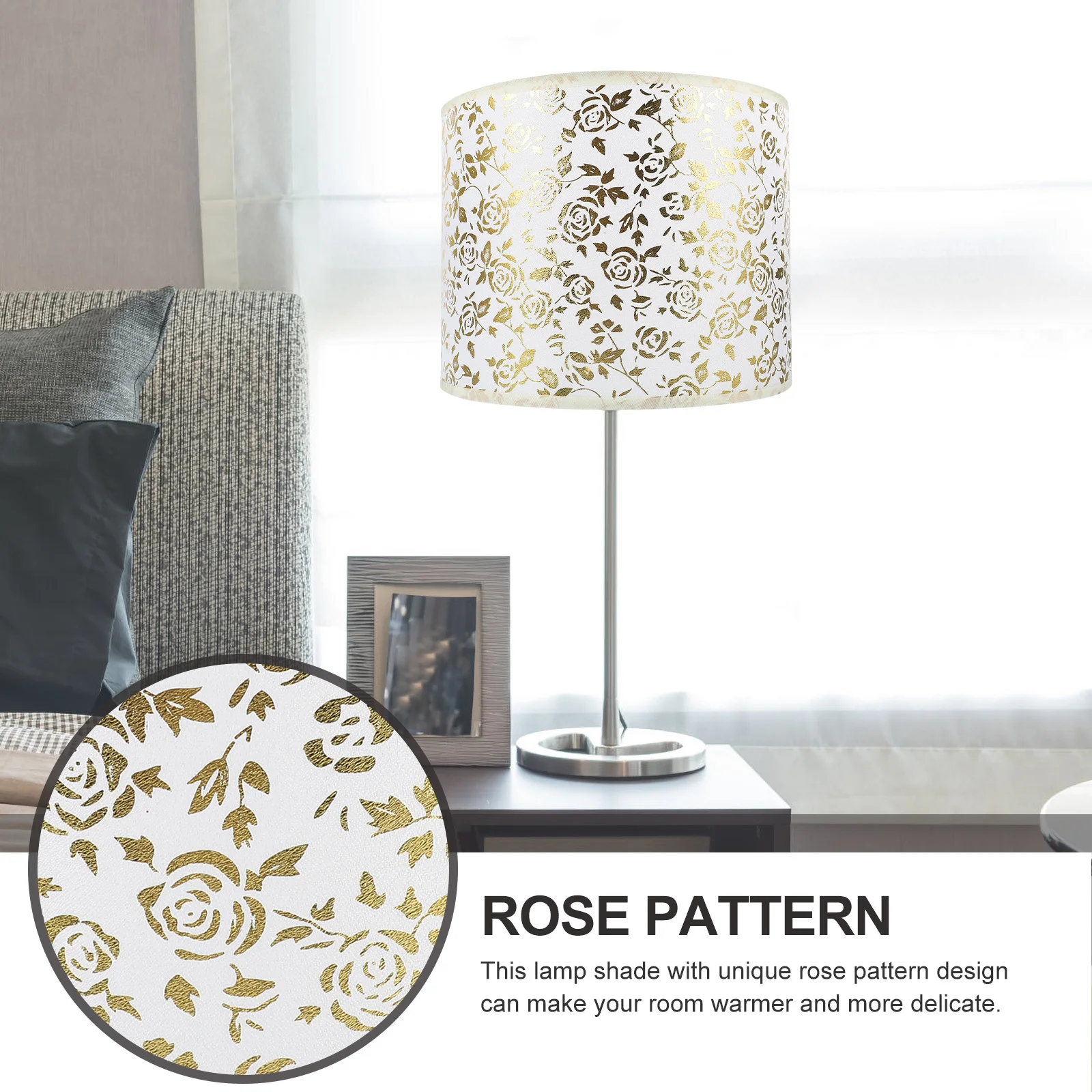 

Rose Pattern Fabric Lamp Shade Replacement for Desk Table Floor Wall Lamp Soften Light Decorative Indoor Lighting E27