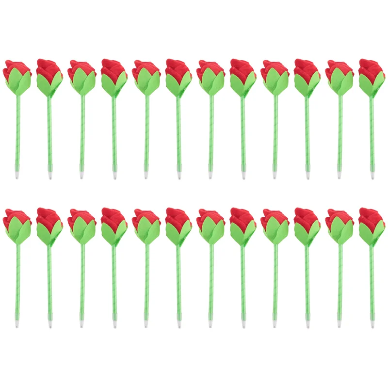 

AM-24 Pcs Stuffed Rose Flower Ballpoint Pens Cute Pens Rose Pens Reliable Roses Plush Bouquet Pens