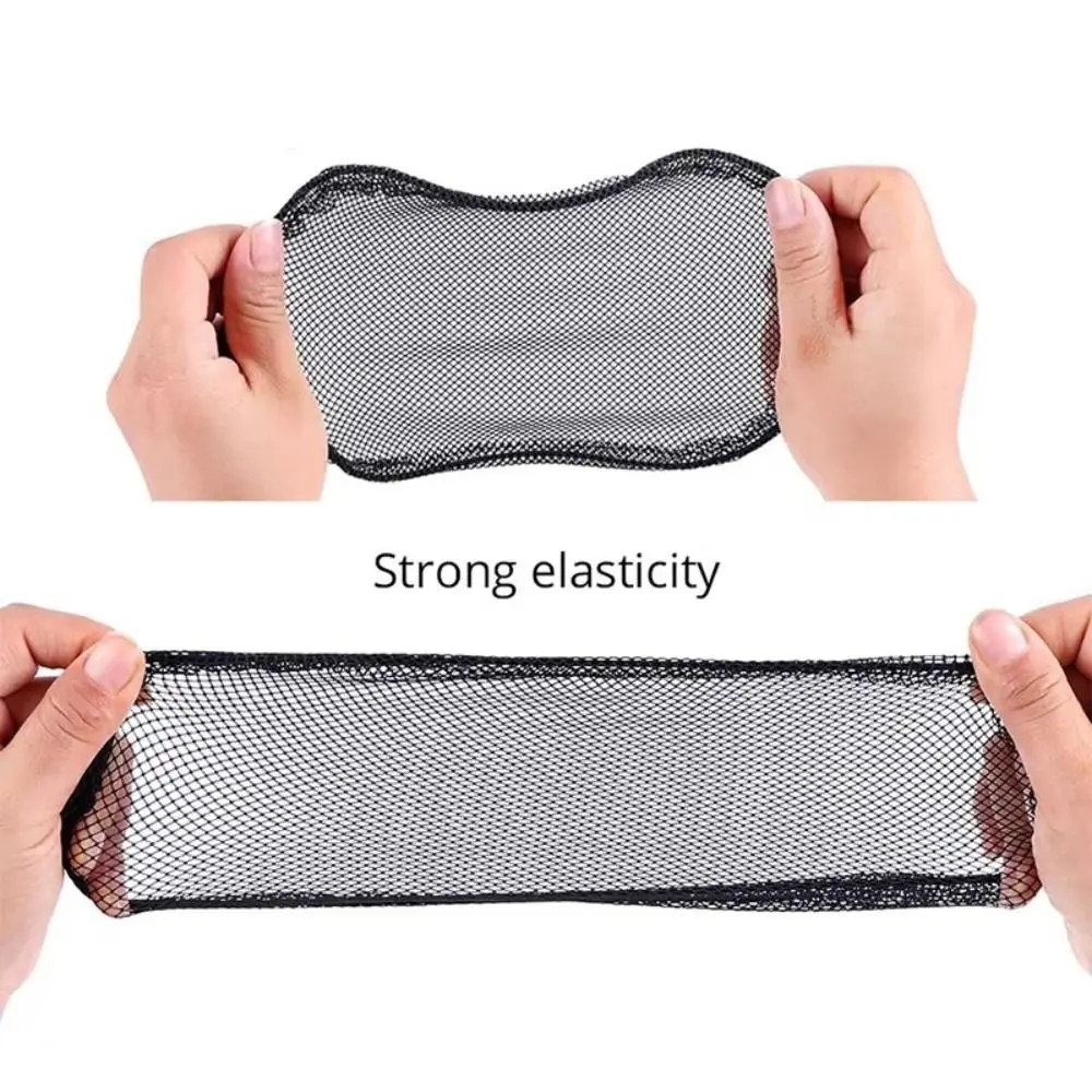 Elastic Drawstring Black Ponytail Hair Net Mesh Clips Round Square Drawstring Ponytail Net Adjustable Strap Ponytail Wig Cap view 5