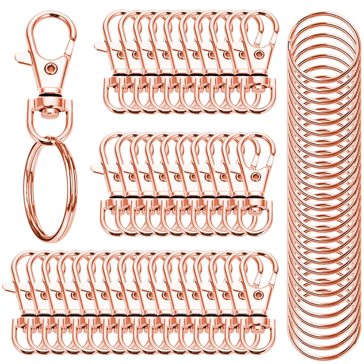 20/40/60 PCS Keychain Hook with Key Ring for DIY Crafts