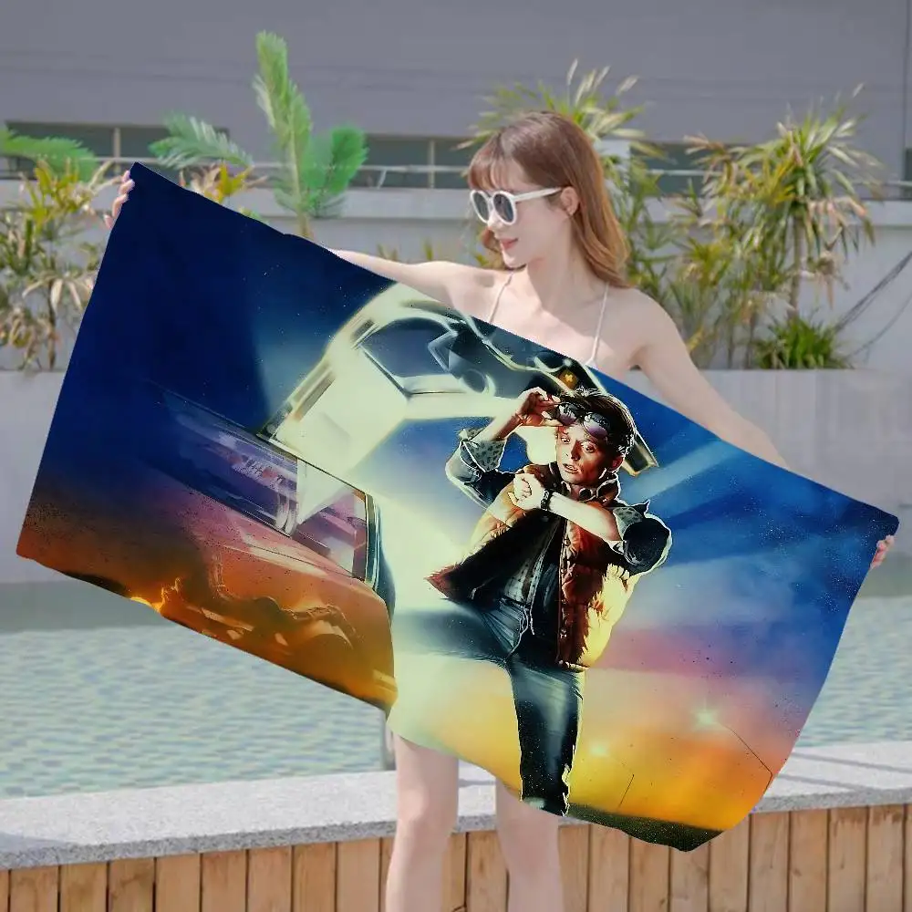 Sci Fi Movie B-Back To The F-Future Bath Microfiber Soft Water Absorbing Breathable For Girl Kids Decorative Cartoon Beach Towel