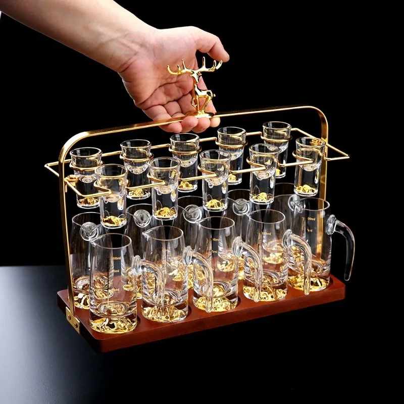 Deer-Design Storage Stand Wine Decanter Stand Wooden Base Home Bar Accessories Wine Glass Holder