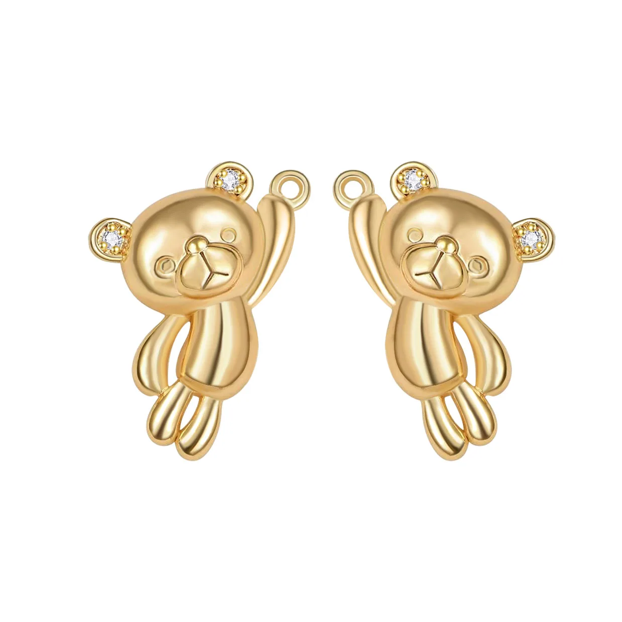AAA Cubic Zirconia Crystal Gold-plated Brass Flying Bear Pendant 2025 New Fashion Cute Animal DIY Handmade Jewelry Findings Gift