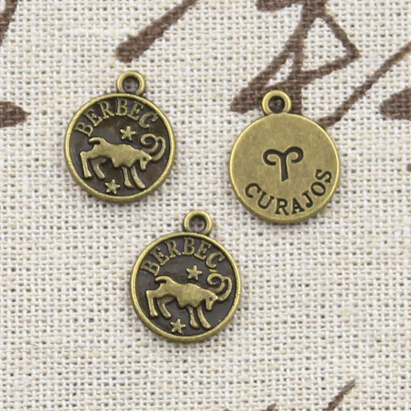 12pcs Charms Pisces Zodiac Vigro Aquarius Taurus Scorpio Pisces Aries Leo Gemini Cancer 12x10mm Tibetan Bronze Color Pendants