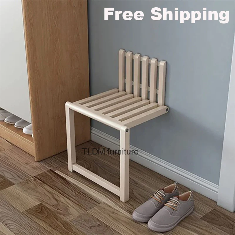 

Folding Chair Wall Mounted Invisible Shoe Changing Stool Solid Wood Wall Seat Fold Away Stool Suitable For Various Occasions