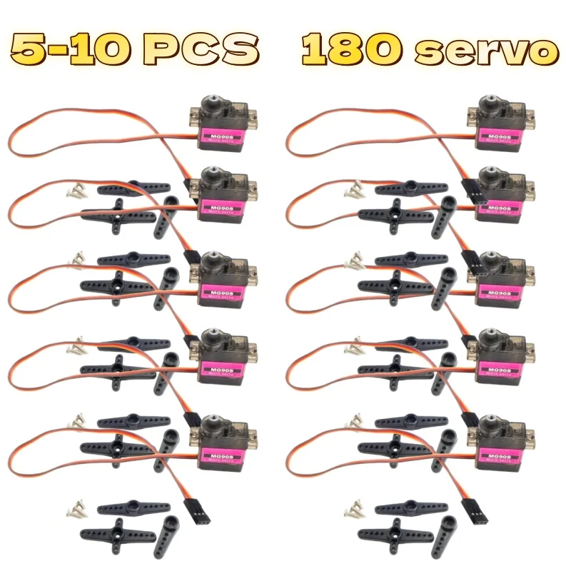 

5/10 шт. MG90S 180 Metal Gear 9g Servo SG90 Модернизированная версия для радиоуправляемого вертолета, самолета, лодки, автомобиля Trex 450 RC Robot - полностью металлическая шестерня