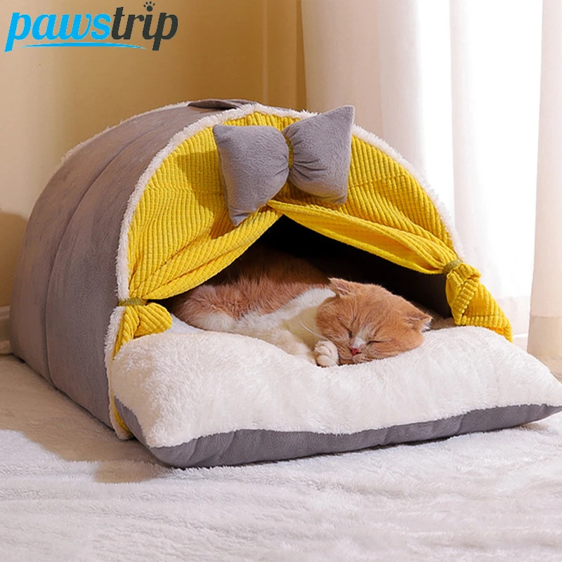 

Plush Pet Cat Bed Winter Soft Pet Bed for Small Dogs Cats Comfortable Cat House Cave Kitten Nest Kennel Cat Accessories