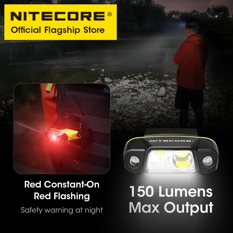 Nitecore Clip-on Cap Light, Sensor de Movimento IR Inteligente, Ângulo Ajustável de 90 °, Bateria Embutida, Pesca Noturna, Trekking, NU11