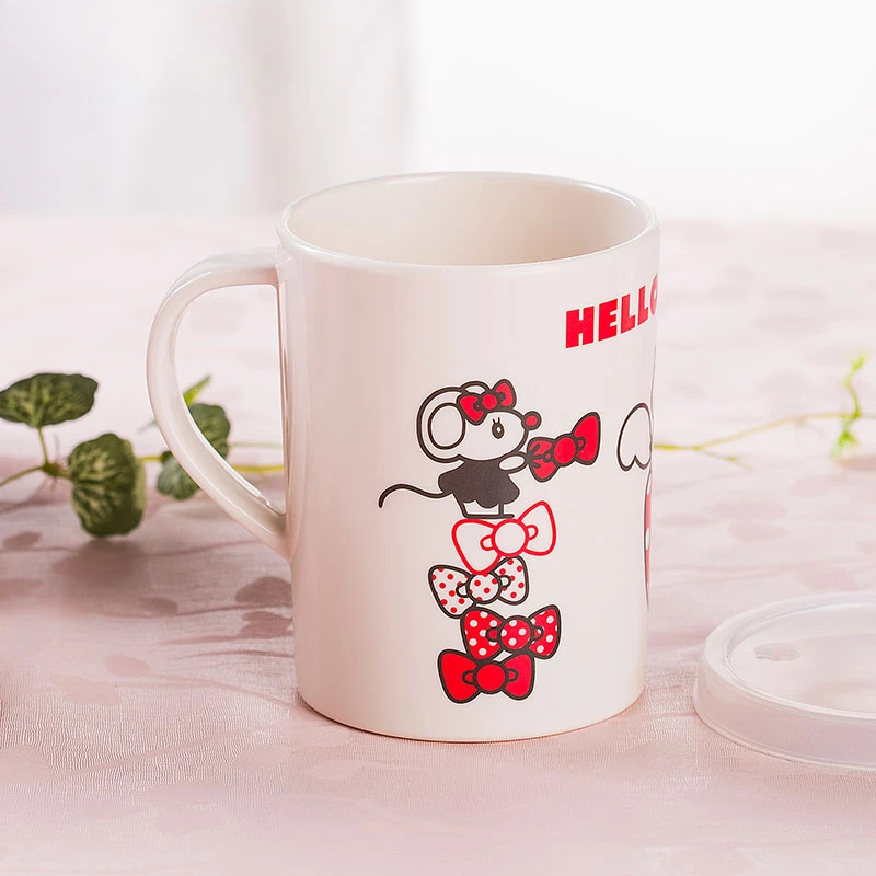 sanrio new cartoon water cup Hello Kitty cup with lid and straw insertable Kawaii mug cute milk coffee cup anti-scalding gift