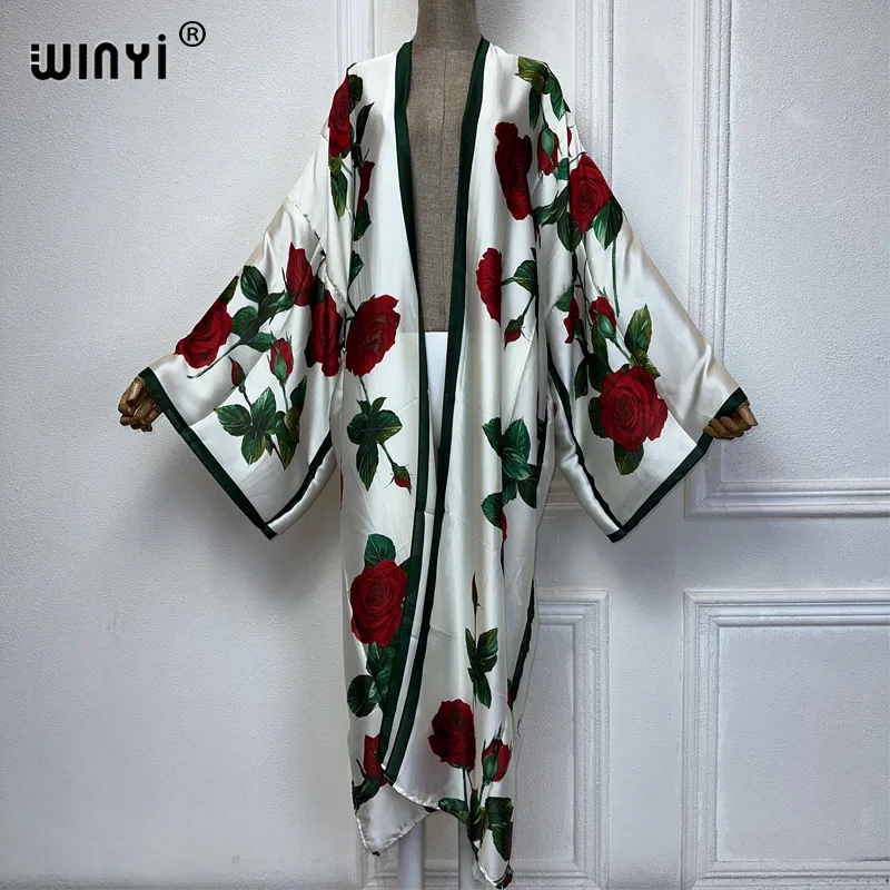 WINYI summer kimono africa dress beach wear comfortable maxi dress elegant cardigans beach outfits for women abaya dubai luxury