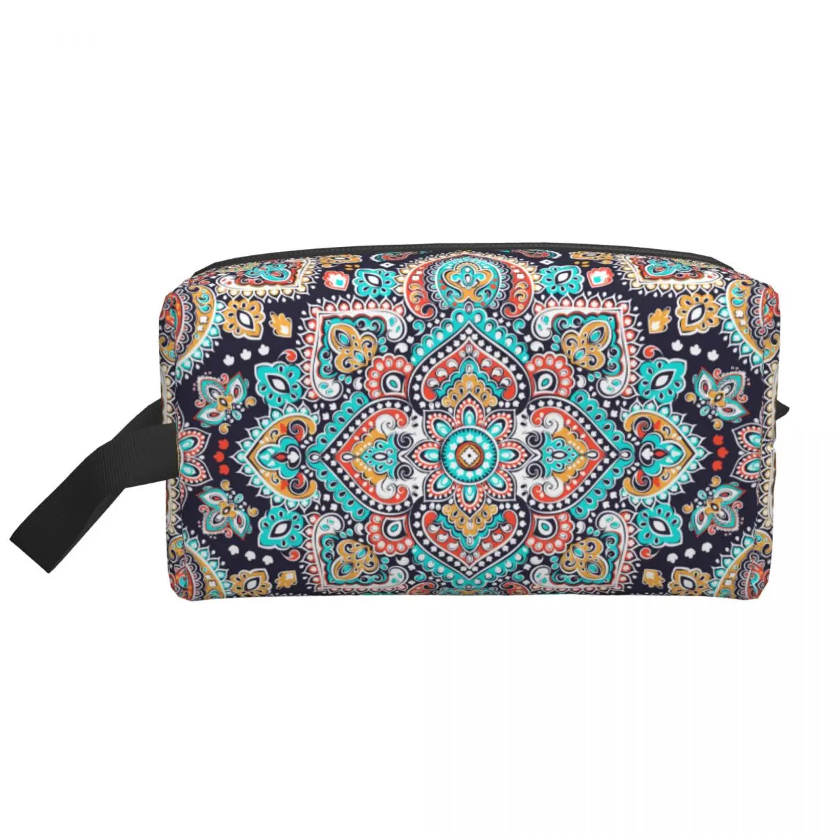 Custom Indian Ethnic Floral Mandalas Pattern Travel Cosmetic Bag for Makeup Toiletry Organizer Lady Beauty Storage Dopp Kit