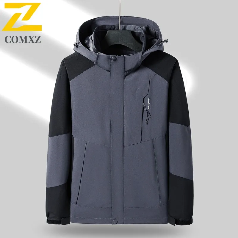 

COMXZ уличная куртка мужская осенняя уличная водонепроницаемая ветрозащитная рабочая одежда для охоты, кемпинга, скалолазания, пальто с капюшоном, верхняя одежда Gorpcore