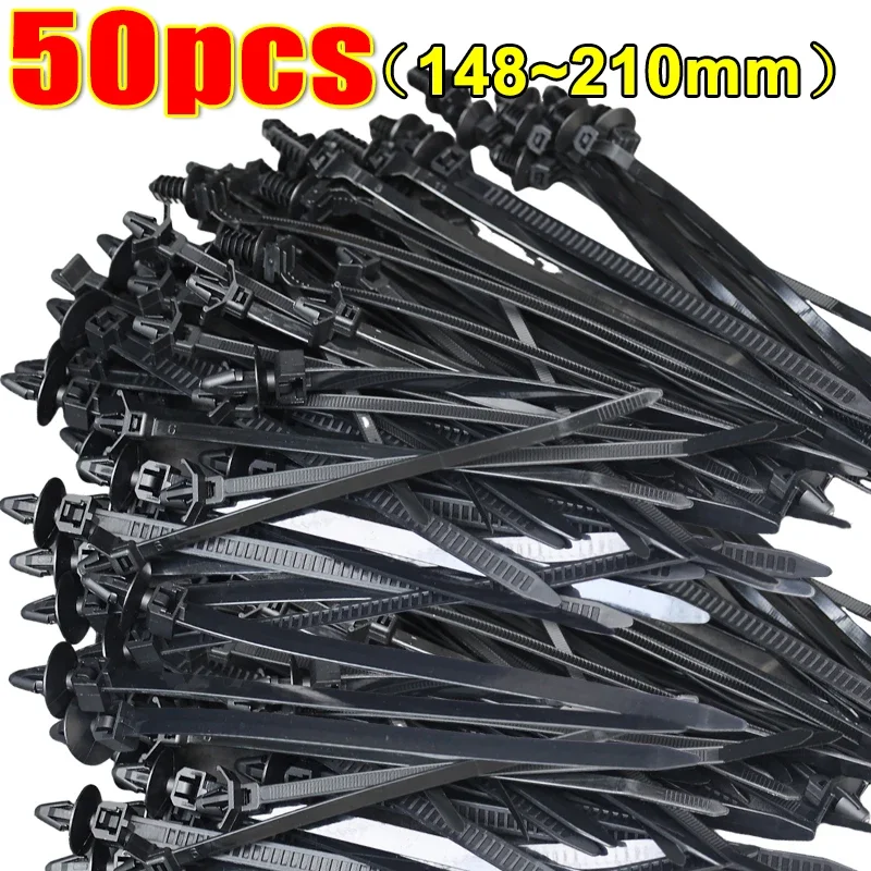 Self-Locking Car Nylon Tie Wrap Fixed Fastener Clips Nylon Cable Ties Strap Cable Tie Management Car Hose Fastening Zip 10-50pcs