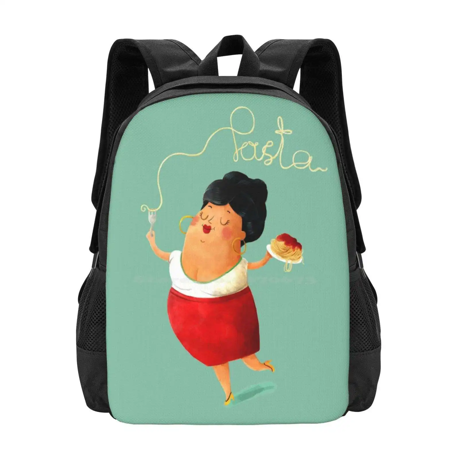 Spaghetti Pasta Lady Backpack For Student School Laptop Travel Bag Pasta Spaghettti Italy Italian Italian Cuisine Noddles