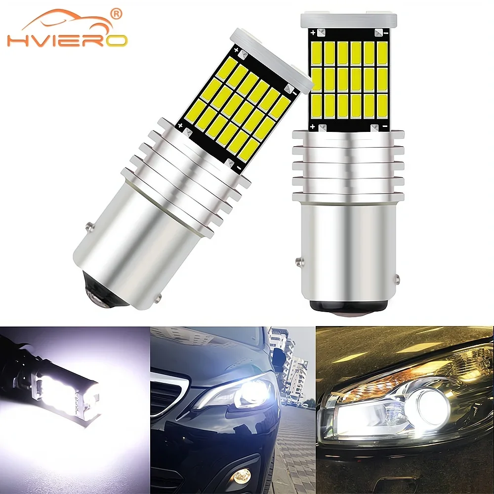 

2PCS Car Brake LED Universal Waterproof T15 1156 1157 45SMD 4014 Auto Back Light Turn Signal License Plate White Reverse Lamps