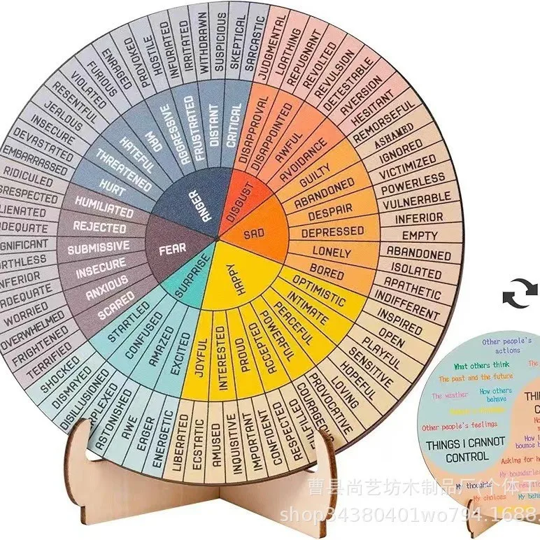 

Деревянное эмоциональное колесо, декор для рабочего стола, диаграмма настроения для детей, инструмент для регулирования эмоций, офисный домашний класс, органайзер