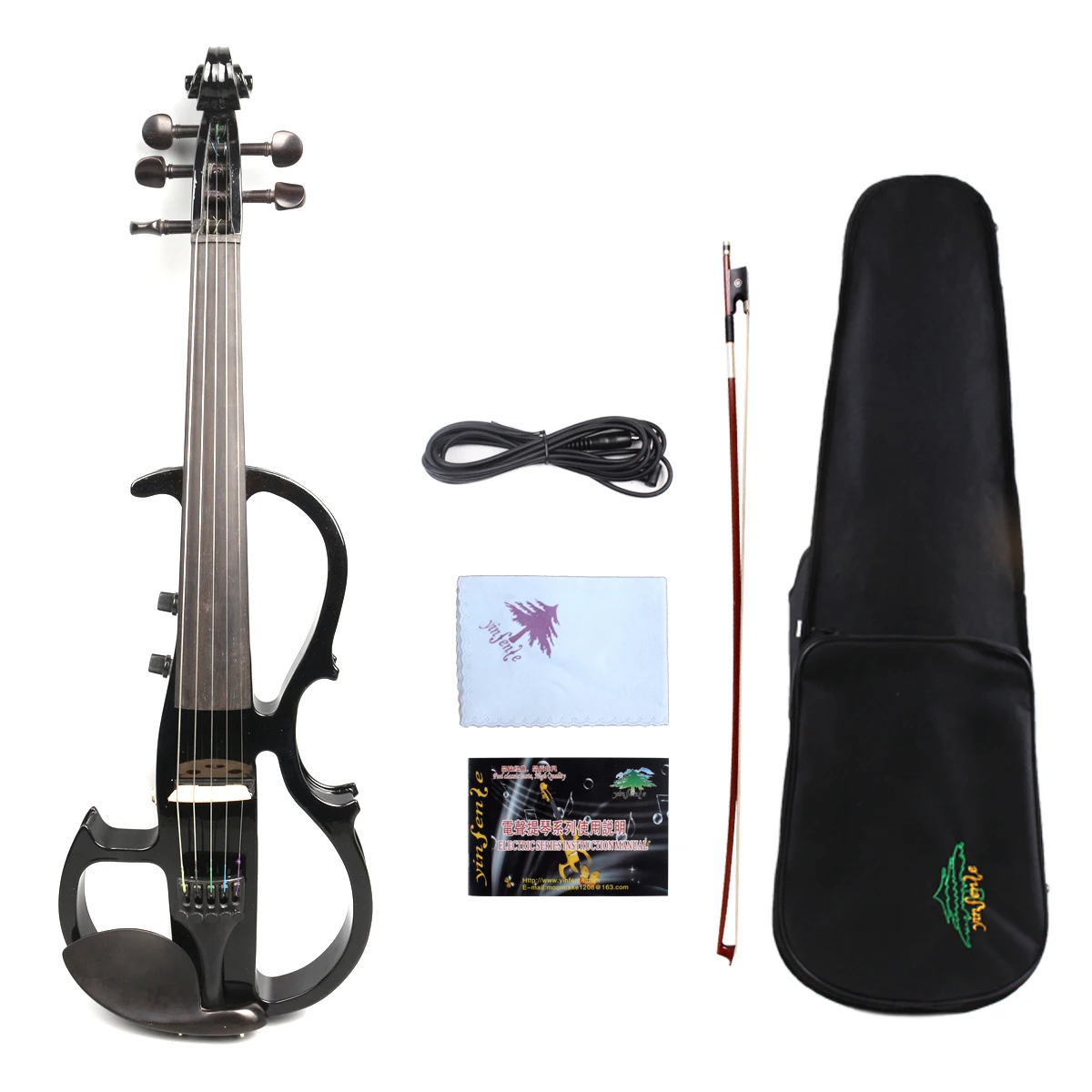 

4 String Electric Silent Violin 4/4 Sweet Tone Free Case Bow EV6 Description 6.5 jack