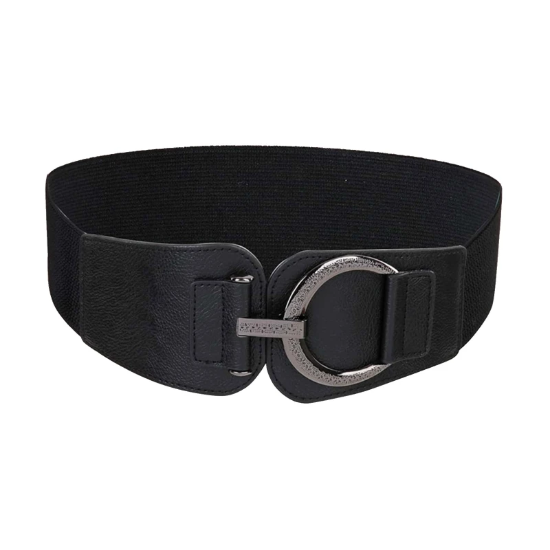 

Classical Retro Punk Women Belts Alloy Buckle Simple Wide All-Match Waistband