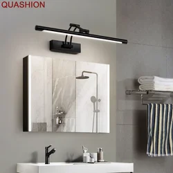 Mirror Headlight Led Bathroom Perforation-free Bathroom Bathroom Mirror Cabinet Retractable Folding Makeup Bedroom Light