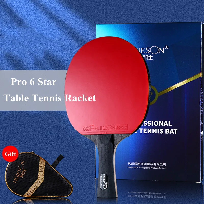 Huieson Professional 6 Star Table Tennis Racket 7 Plywood Hybrid Carbon Ping Pong Paddle with Case for Club Training