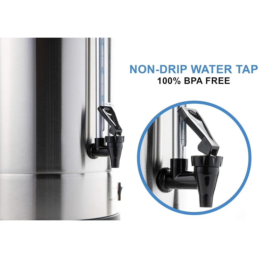 

SR-CP-50B Commercial Grade Stainless Steel Percolate Coffee Maker Hot Water Urn for Catering, 50-Cup 8 L, Metallic