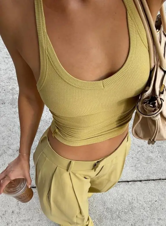 

Women's Clothing 2025 Spring and Summer Sports Yoga Style Vest with Small Suspender Simple Casual Sexy Elegant Vest