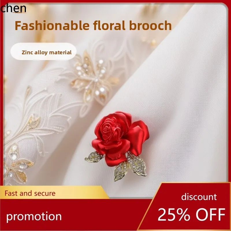 

YFY New Diamond-Studded Brooch, Elegant High-End Rose Flower Fashion Accessory, Valentine's Day and Mother's Day Badge