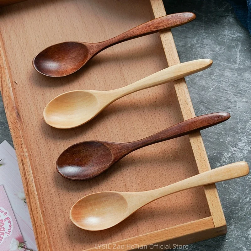 

Wooden Spoon Wood Tableware Spoon Anti-Scald Tea Coffee Stirring Spoons Kitchen Cooking Utensil Tool Soup Teaspoon