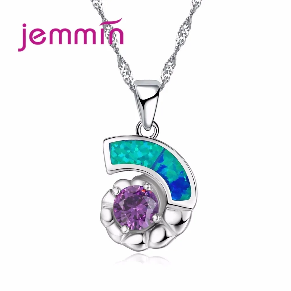 

Women Opal Necklace Fashion Natural Stone Necklace 925 Sterling Silver Conch Pendant bijoux colgantes mujer mod