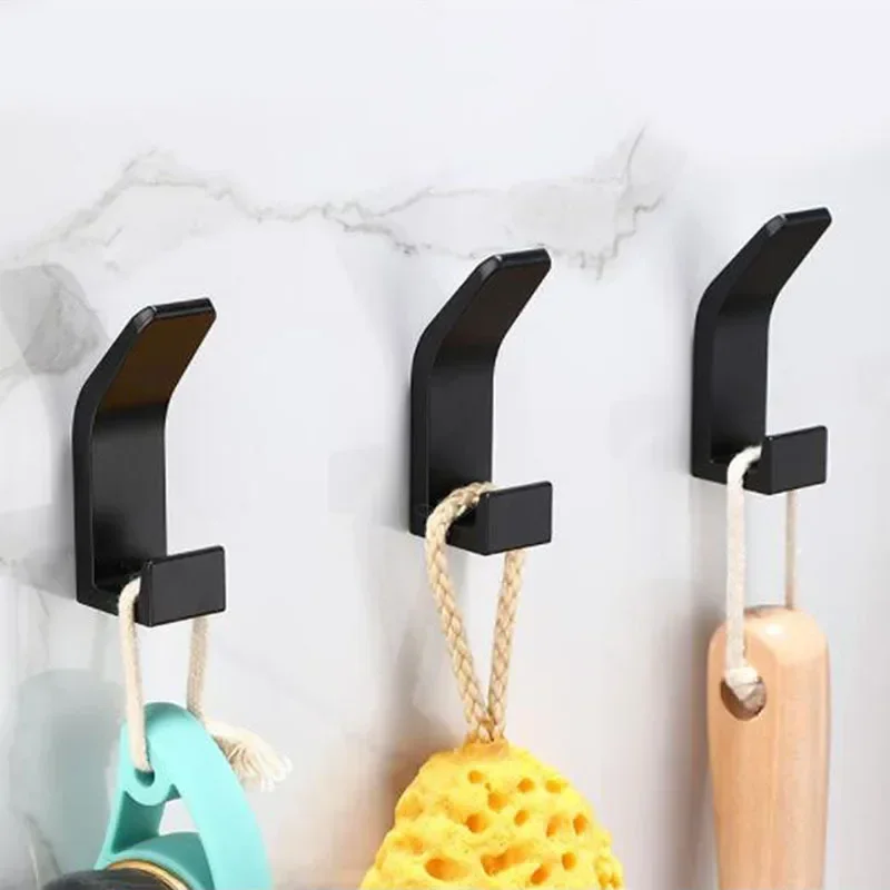 Fliger Double Hook Wall Hooks Black White Towel Hook Clothes hooks Hat Coat Handbag Metal Kitchen Rack No Drilling Hooks