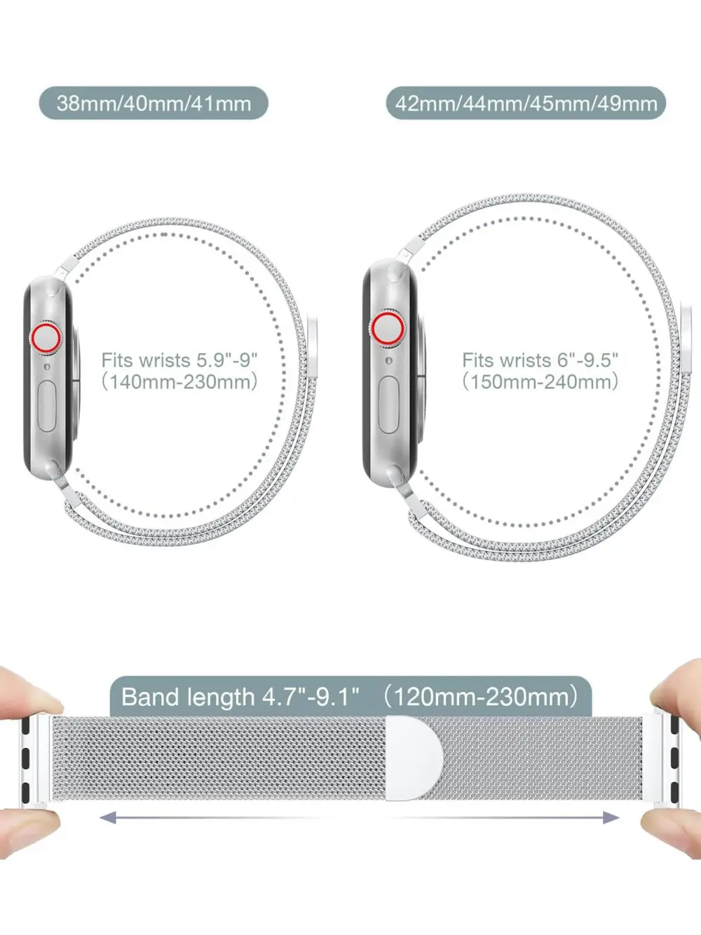 Jialiang Metal Watchband Mesh Soft Bracelet Milanese Strap for Apple Watch Sereis 9 8 7 6 5 4 3 2 SE SE2 Ultra 38mm 40mm 41mm