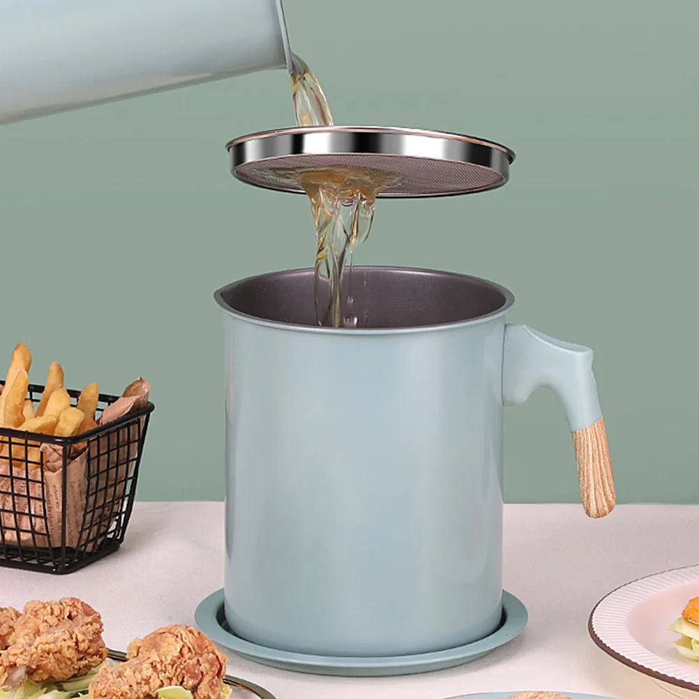 Stainless Steel Oil Filter Pot with Fine Mesh Strainer for Kitchen Grease Storage and Reuse Ideal for Fried Food Lovers Oil