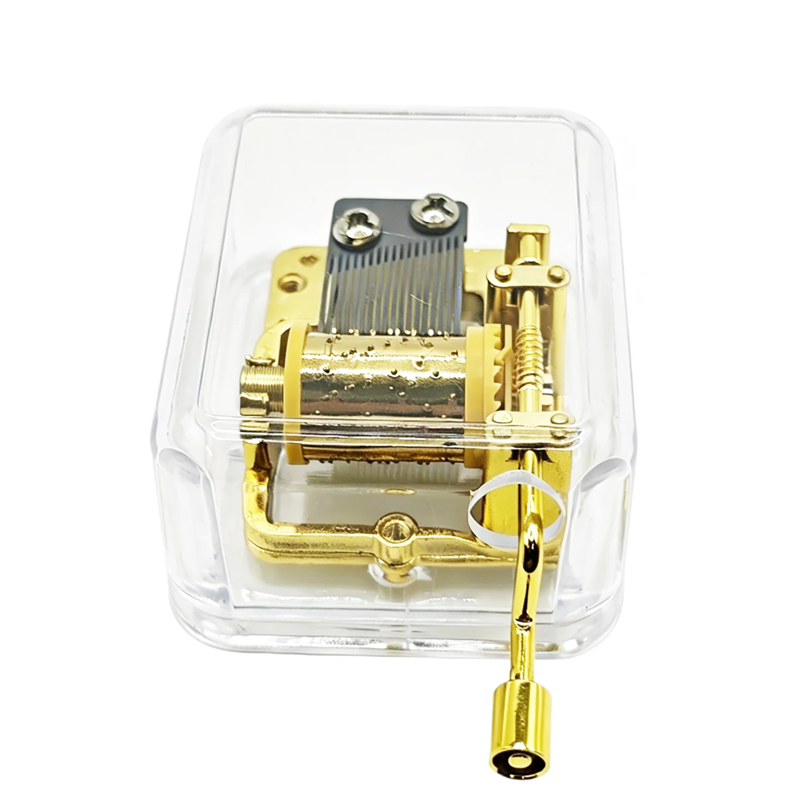 Music Box Hand Operated Acrylic Creative Crafts Ornaments Hand Movement Birthday Gifts 1 Pc Random Song Golden/Silver Color