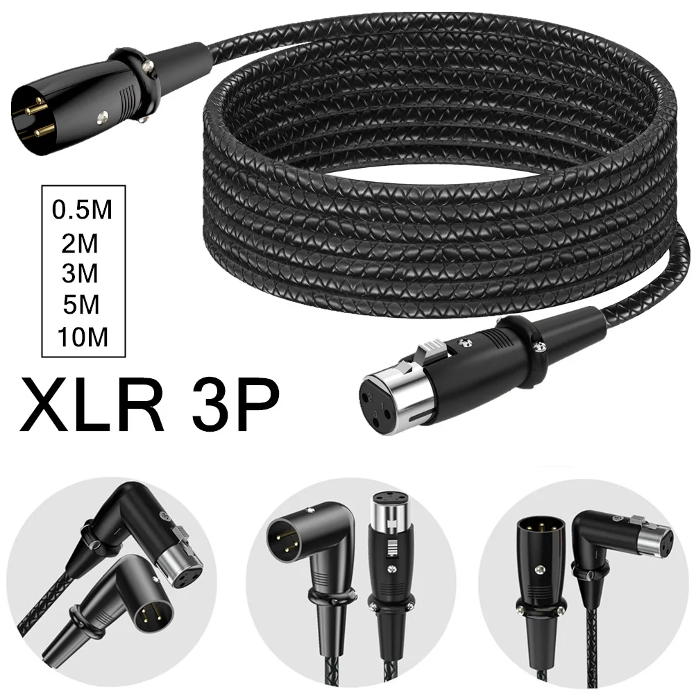 XLR 3-poliges Kabel, XLR-Stecker auf Buchse, Mikrofonkabel, 3-poliges, symmetrisches, abgeschirmtes XLR-Kabel für Mikrofon, Mixer, Aufnahmestudio, Podcast-Lautsprecher
