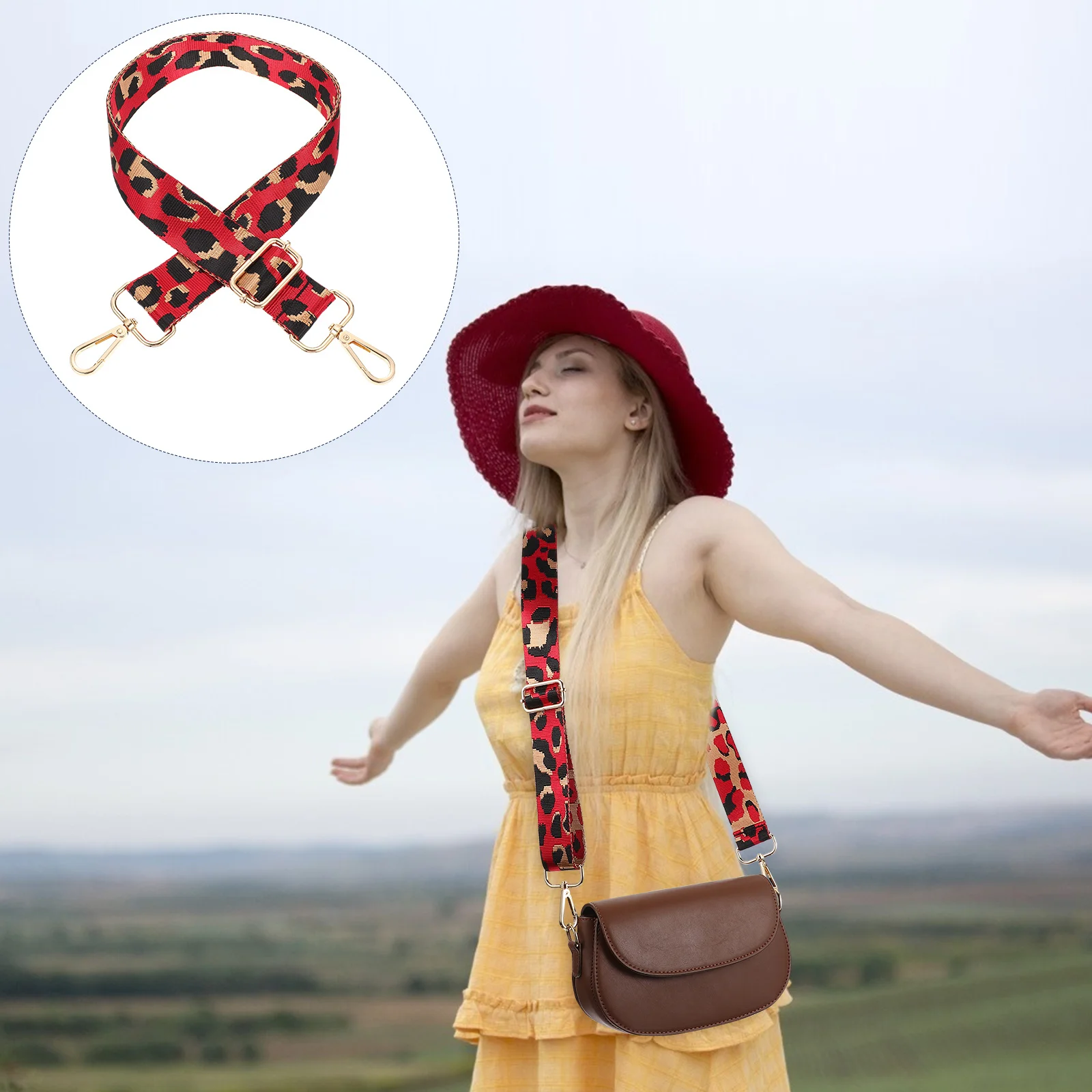 حزام كتف عريض قابل للتعديل للحقائب قابل للاستبدال من النايلون حبال كروس يمكنك صنعها بنفسك حزام حقيبة بطبعة الفهد ملحق 1.5 بوصة