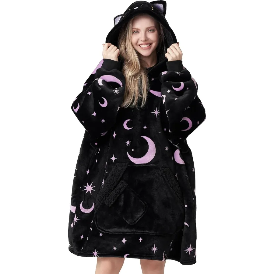 Giggling Getup يمكن ارتداؤها بطانية هوديي للنساء والرجال شيربا الصوف مقنعين بطانية البلوز دافئ دافئ شيربا يمكن ارتداؤها Thro