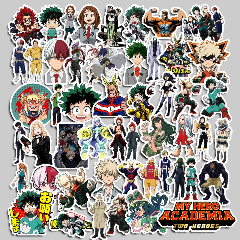 50pcs My hero Academy Cartoon Stickers Mobile Phone Case Luggage DIY Decorative Supplies Waterproof Stickers