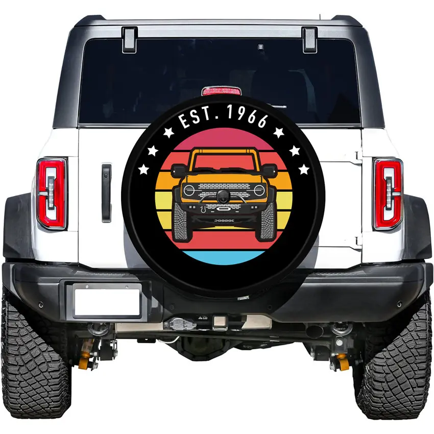 Spare Tire Cover fit for Ford Bronco Digitally Printed Custom Car Pattern Fits for Multiple Ford Bronco Models Cars Accessories