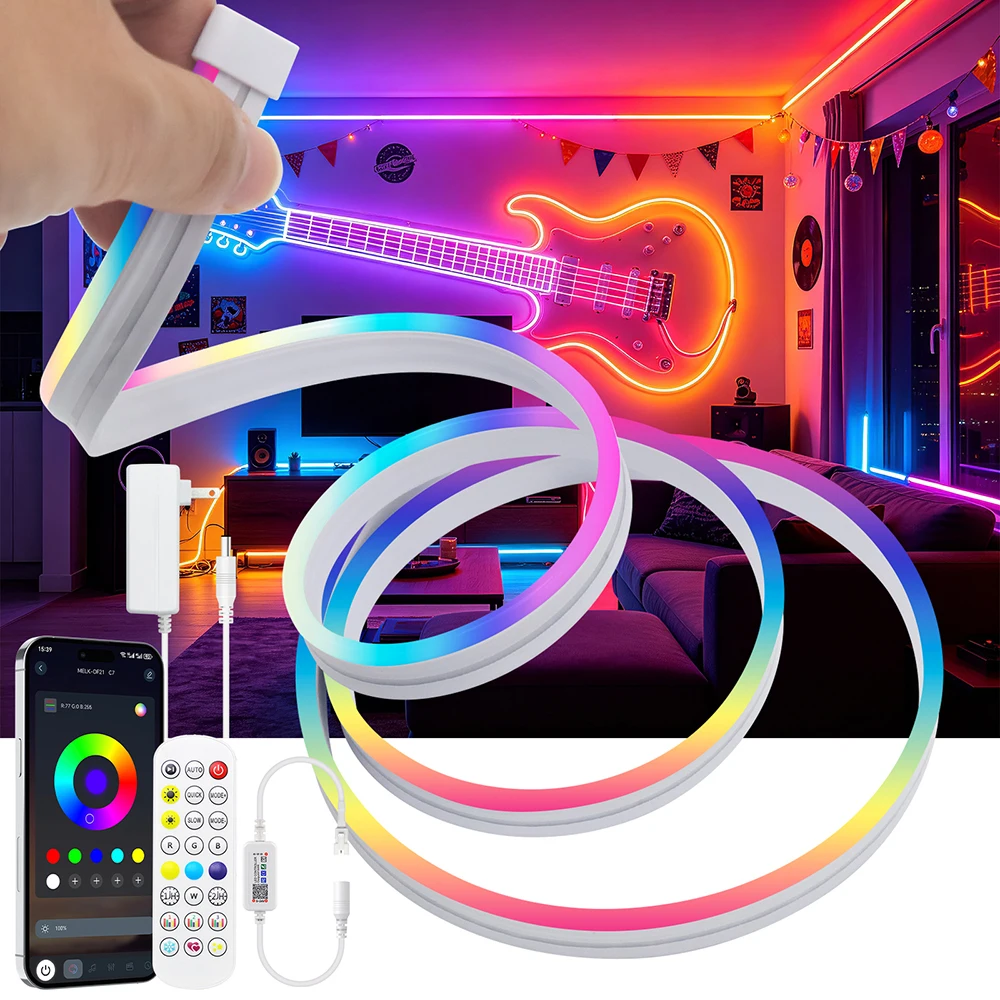 RGBIC Dream Color Neon LED Strip WS2811 24V With Bluetooth Remote Control Music Sync Waterproof Flexible Lamp 5M 10M 20M 30M 40M