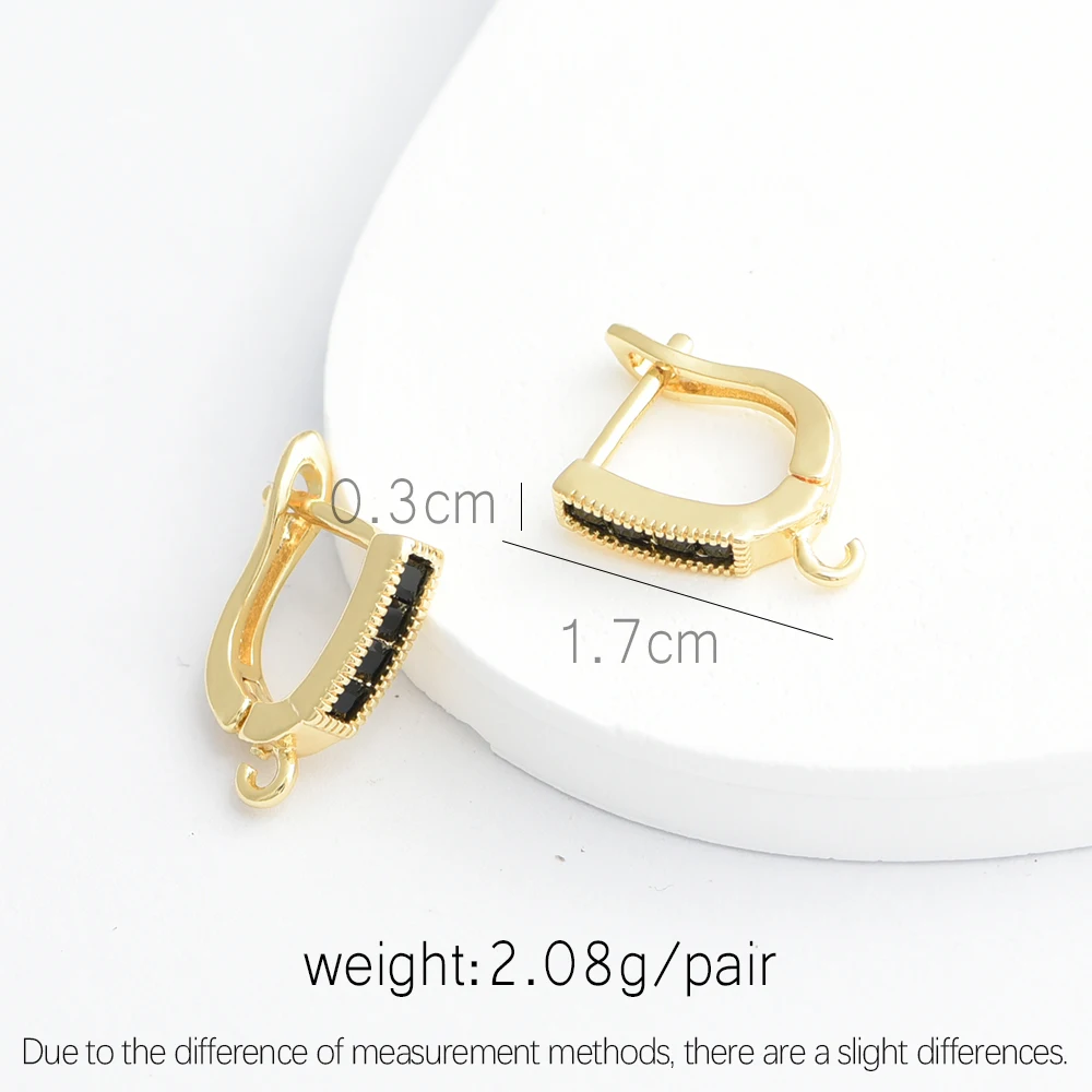 1 Pair 18K Gold Plated With Black Zircon Earwires Earring Hooks Clasps For DIY Women Earring Making Accessories Wholesale