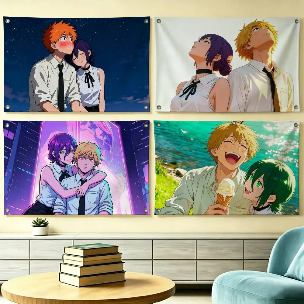Hot Anime CP Denji-Reze Flags for Bedrooms Home Decor Items Outdoor Decors Garage Decoration Flaga
