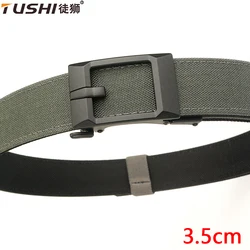 TUSHI Metal Automatic Buckle Hard Tactical Belt Double Layer Thickened Hanging Gun Belts For Men Outdoor Military Training Strap
