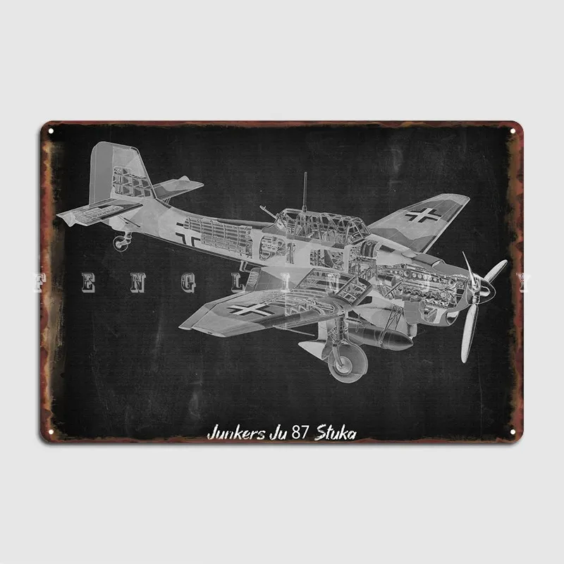 Junkers Ju 87 Stuka Metal Sign Wall Cave Mural Designing Poster Tin Sign Posters