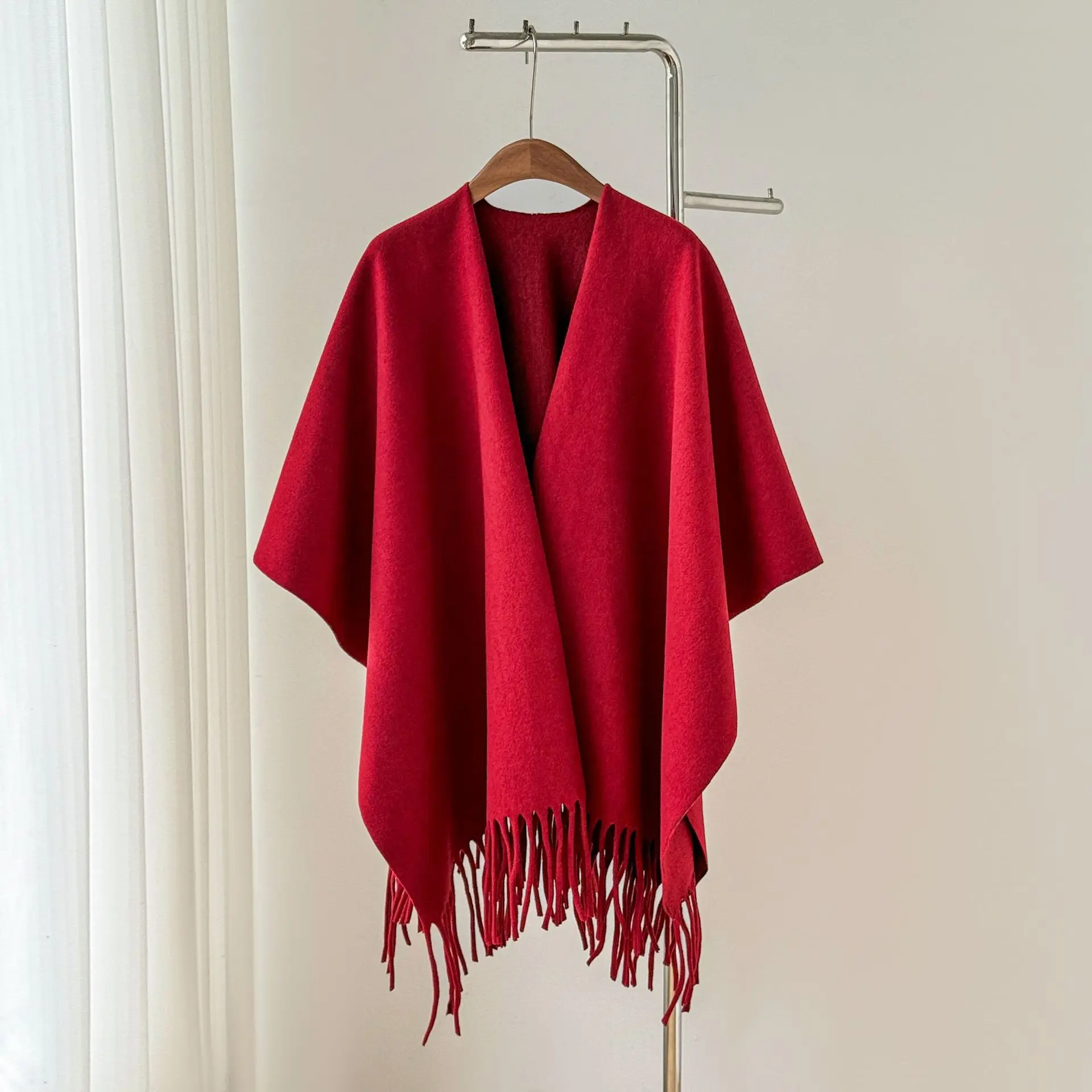 Winter Women Poncho Warm Shawl Double Sided Designer Thickening Blanket Luxury Scarf Female Cloak Cashmere Pashmina Cape Stole