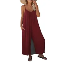 Plus Size Women's Fashionable 1XL-5XL Solid Color Jumpsuit Ladies Casual Suspender V-neck Casual Loose Elegant Jumpsuit - Image 4