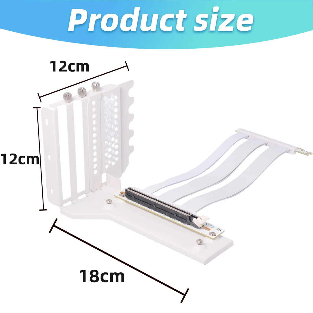 Anti-sag GPU Bracket 3 Levels Adjustable Vertical Graphics Card Holder Kit PCIE 5.0 / 4.0 / 3.0 X16 Riser Cable 90 Degree 20cm